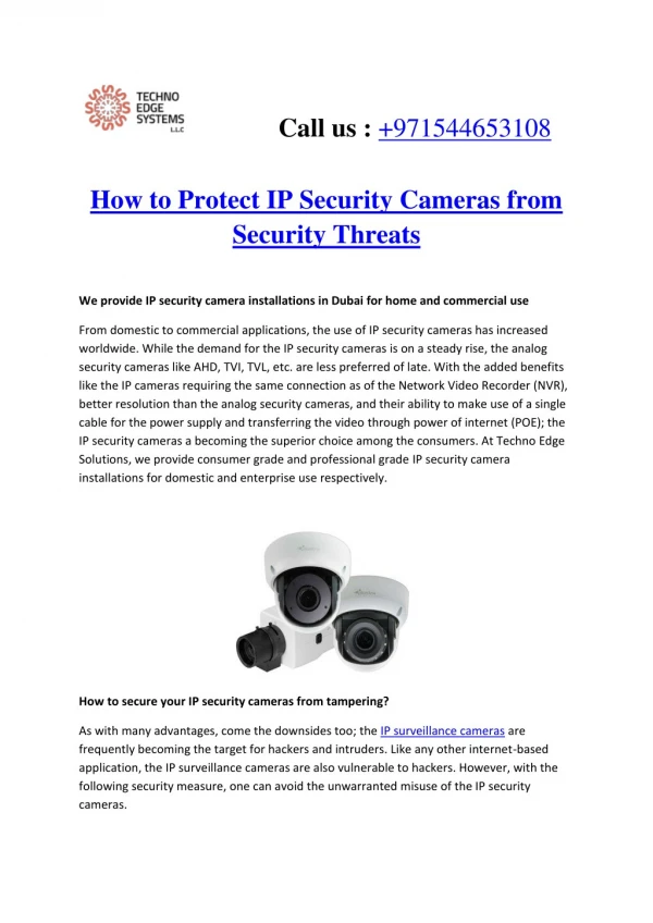 How to Protect IP Security Cameras from Security Threats