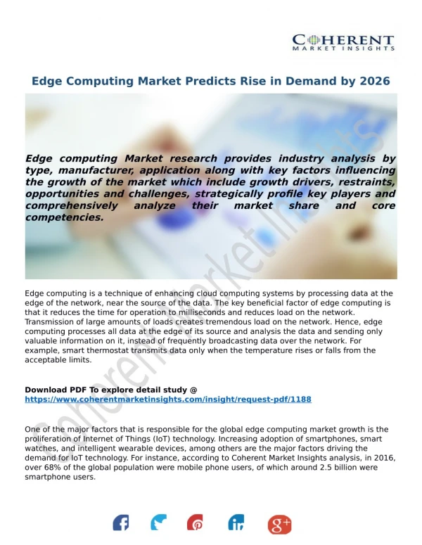 Edge Computing Market Predicts Rise in Demand by 2026