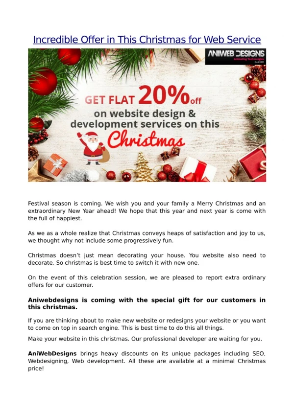 Incredible Offer in This Christmas for Web Service