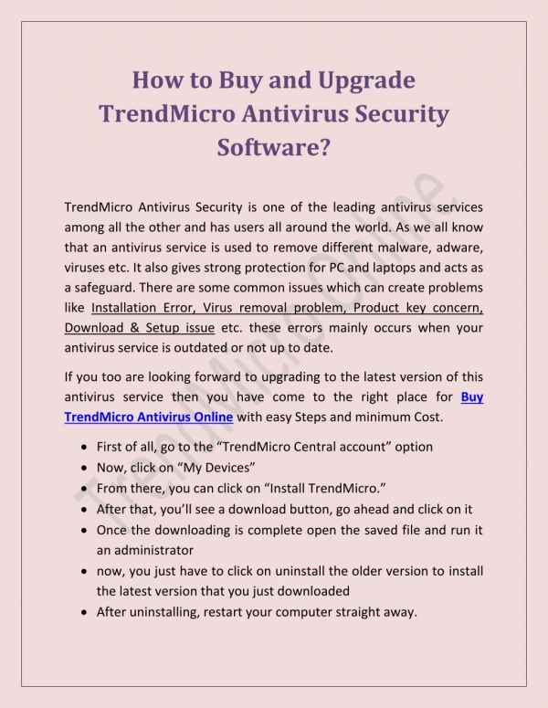 How To Buy And Upgrade Trendmicro Antivirus Security Software?