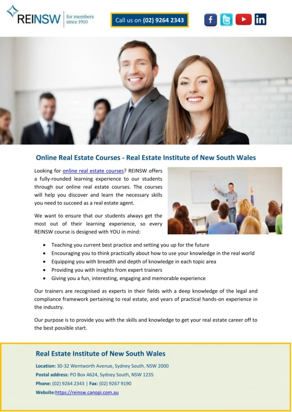 Online Real Estate Courses - Real Estate Institute of New South Wales
