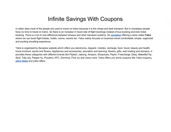 Infinite Savings With Coupons