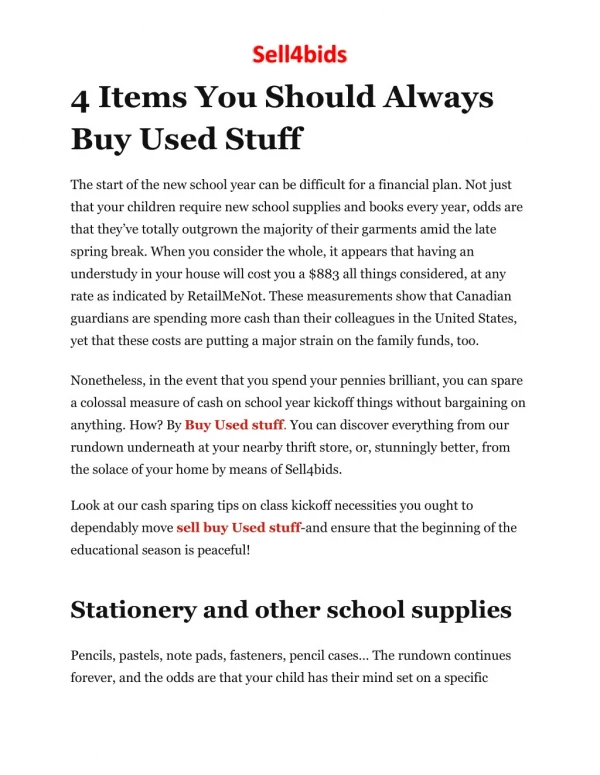 4 Items You Should Always Buy Used Stuff