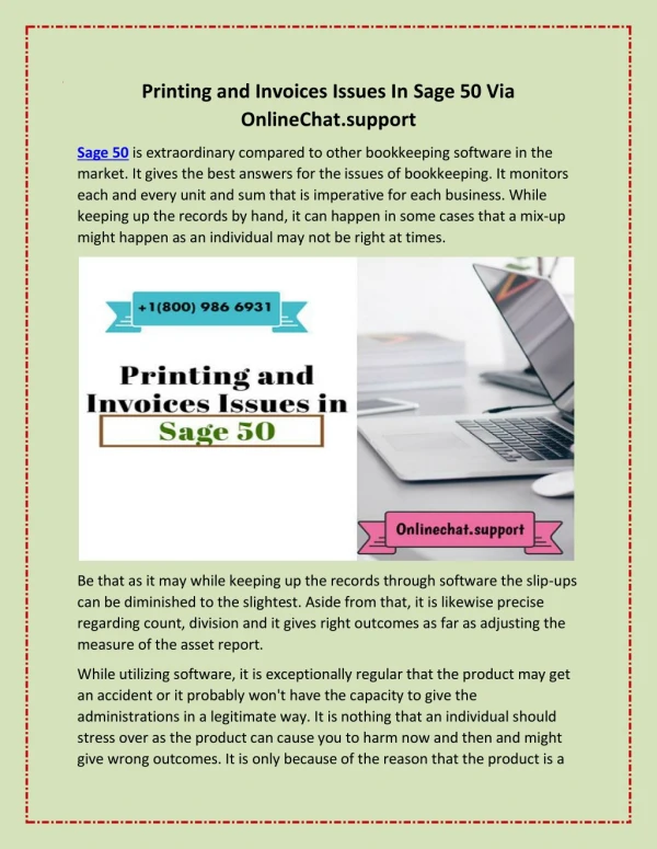 Printing And Invoices Issues In Sage 50
