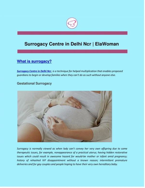 Surrogacy Centre in Delhi Ncr | ElaWoman