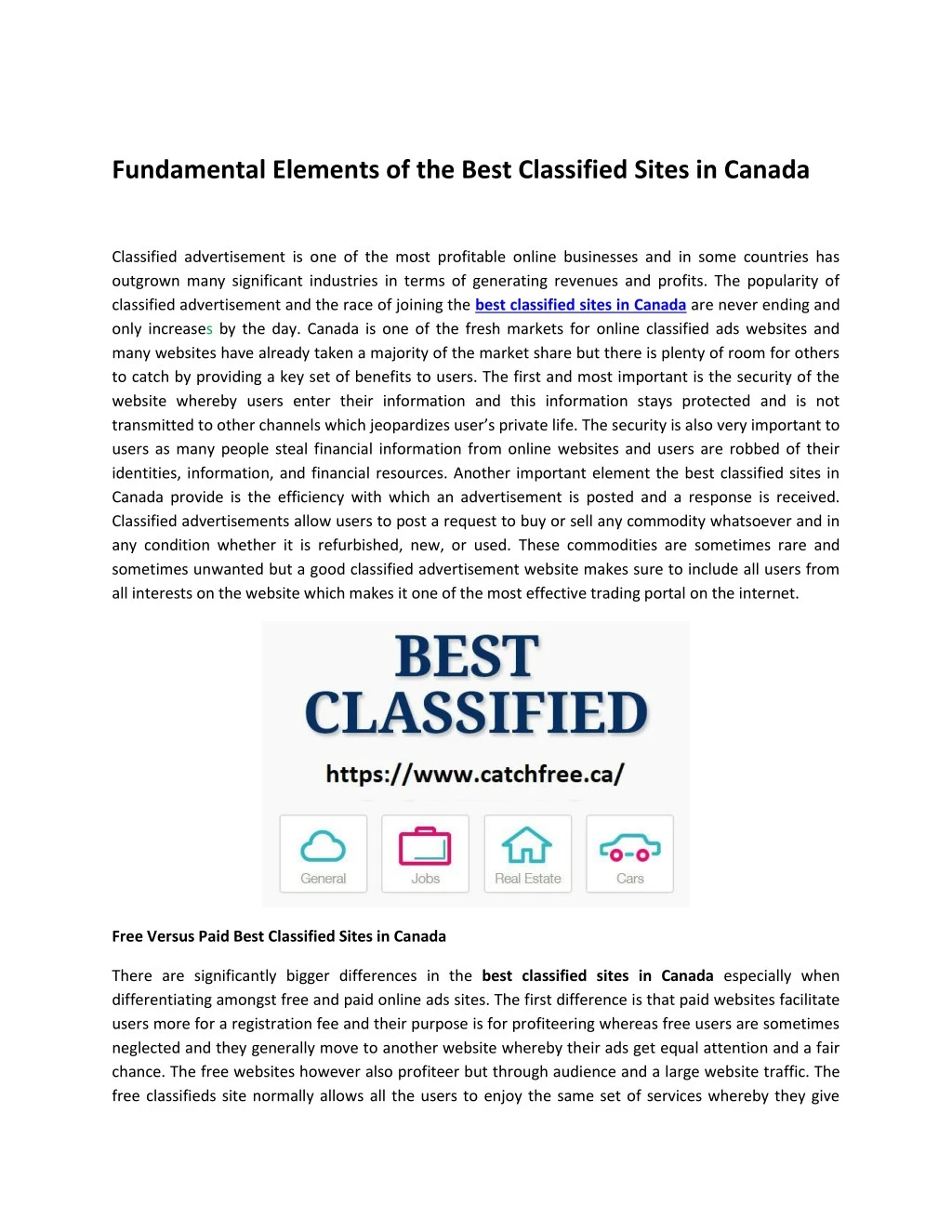 fundamental elements of the best classified sites