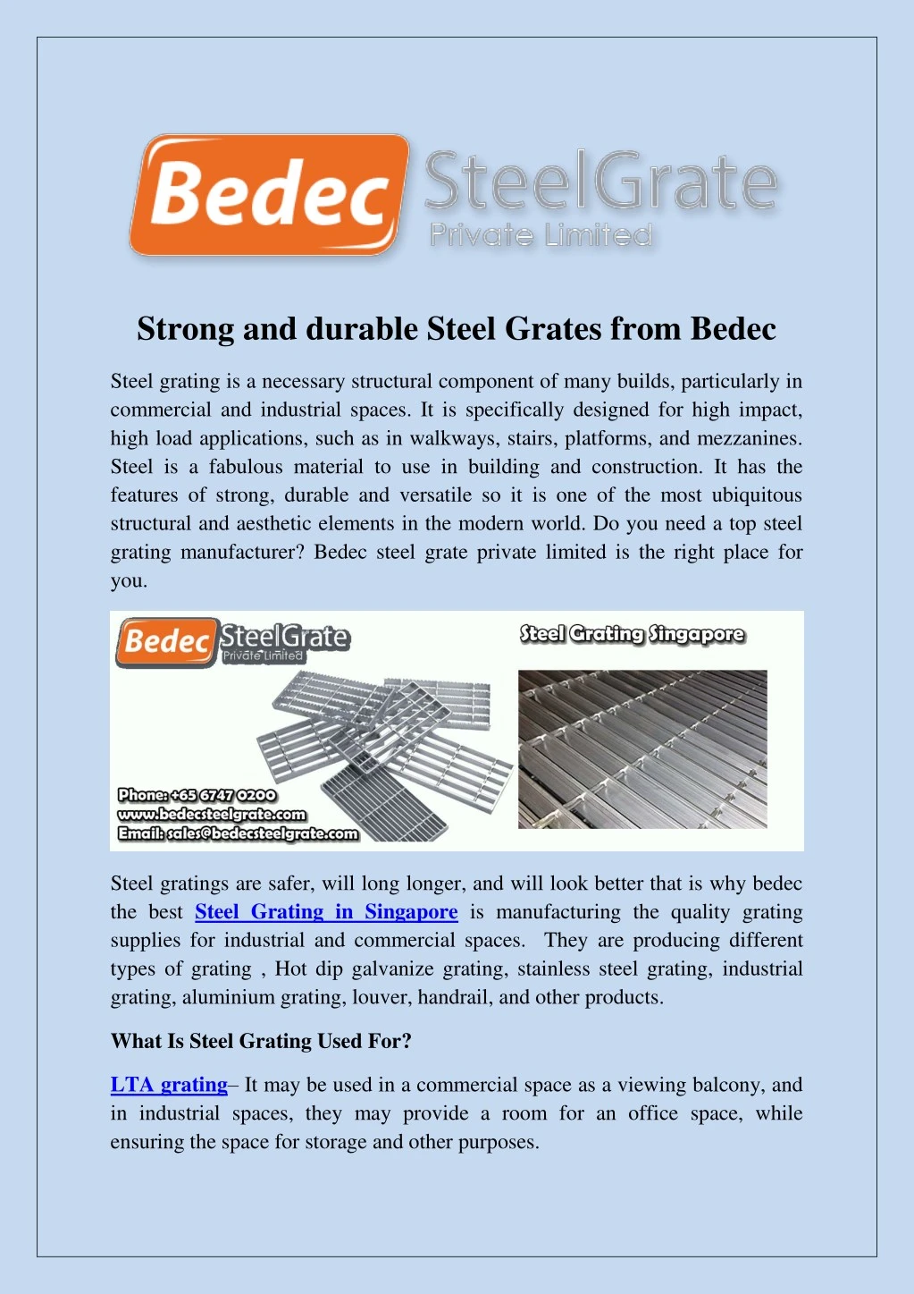 strong and durable steel grates from bedec