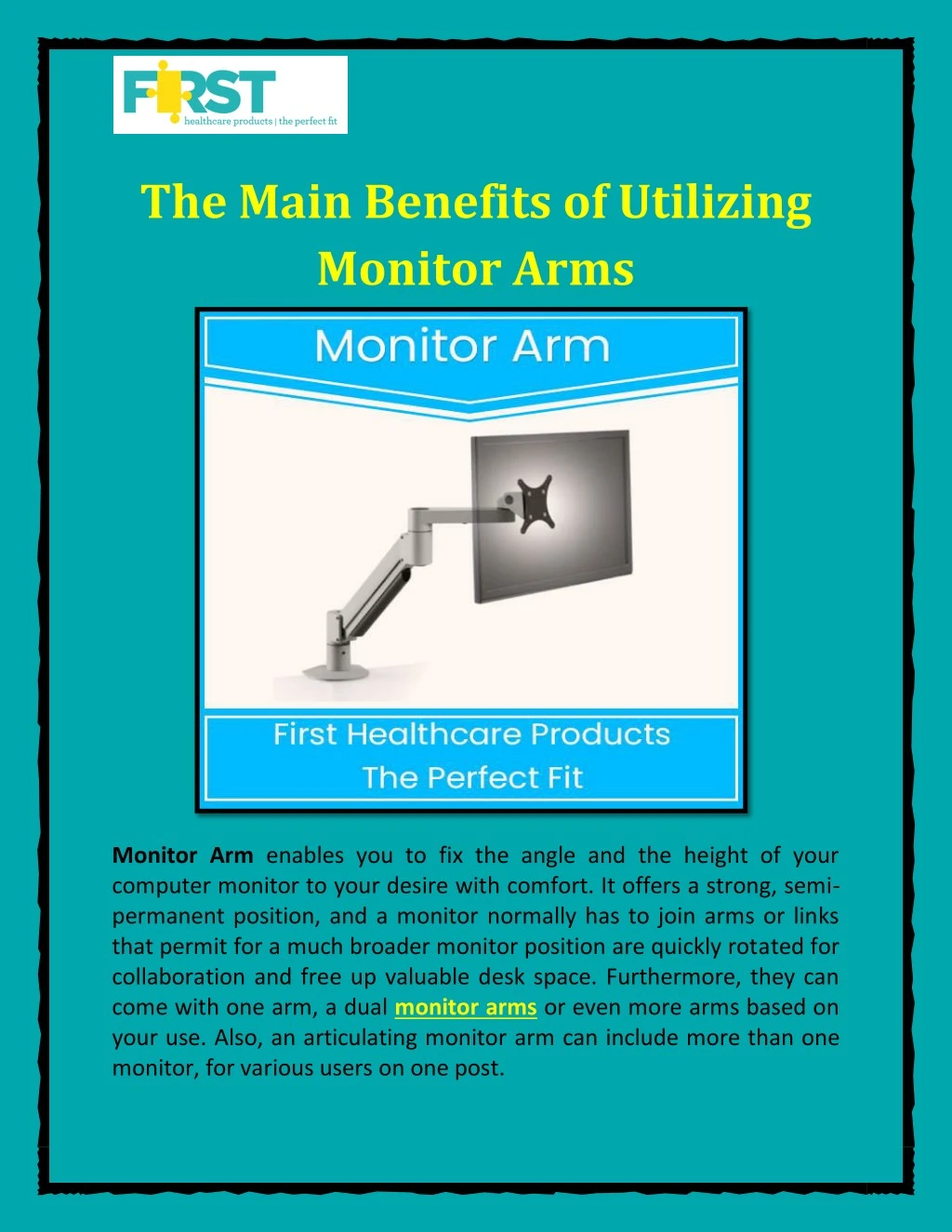 the main benefits of utilizing monitor arms