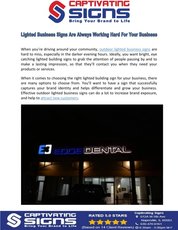 Lighted Business Signs Are Always Working Hard For Your Business