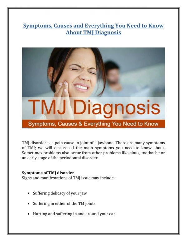 Symptoms, Causes and Everything You Need to Know About TMJ Diagnosis