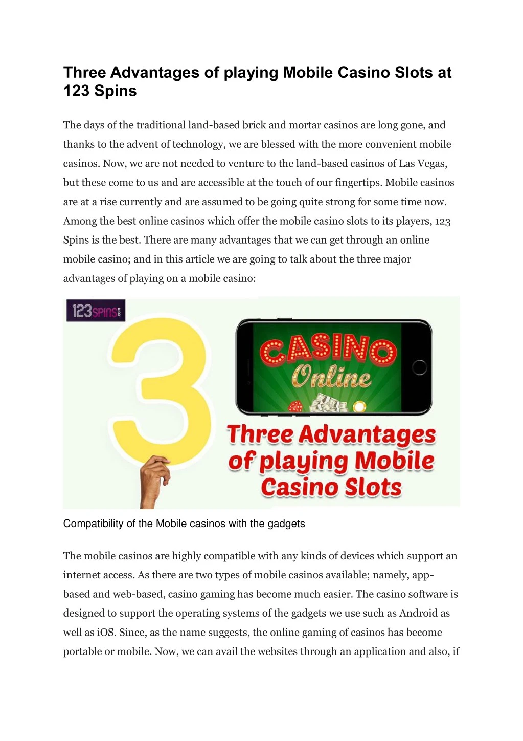 three advantages of playing mobile casino slots