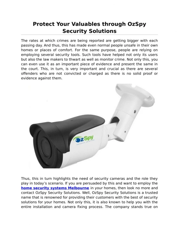 Protect Your Valuables through OzSpy Security Solutions