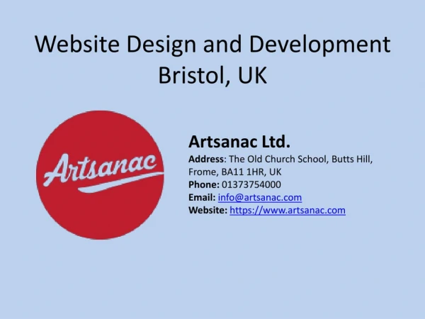 Web Design and Development Services Bristol- Artsanac