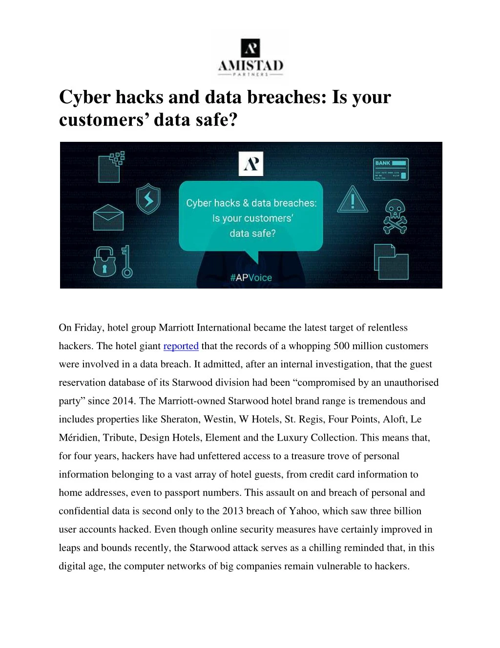cyber hacks and data breaches is your customers