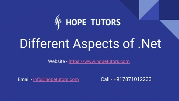Dot Net Training in Chennai | HopeTutors