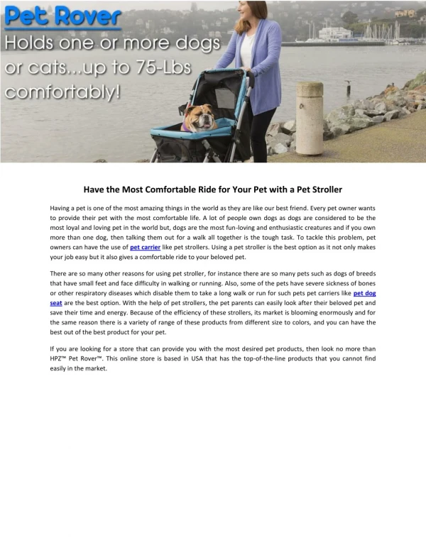 Have the Most Comfortable Ride for Your Pet with a Pet Stroller