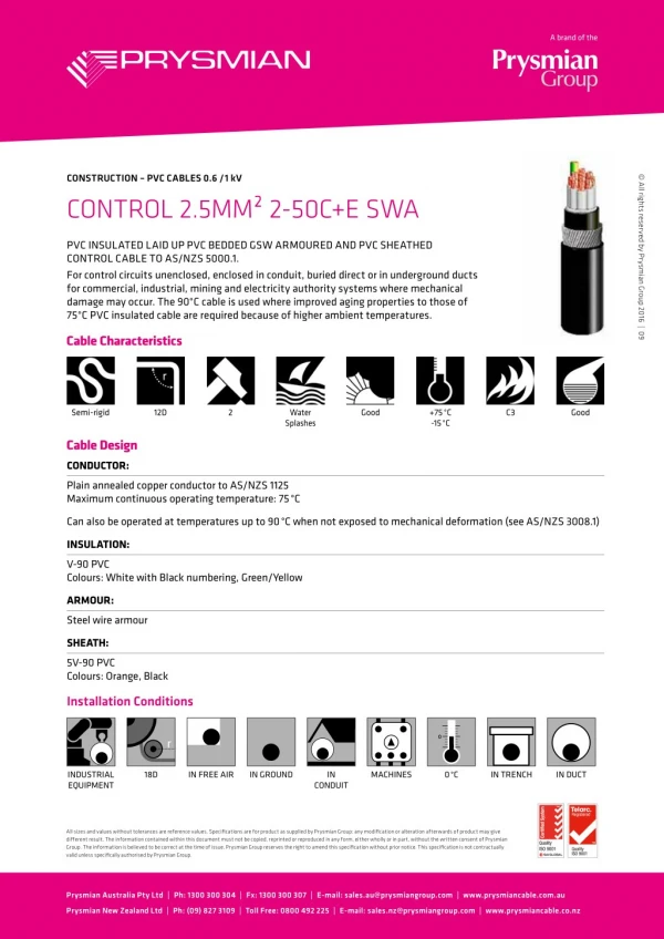 Control 2.5MM² 2-50C E SWA