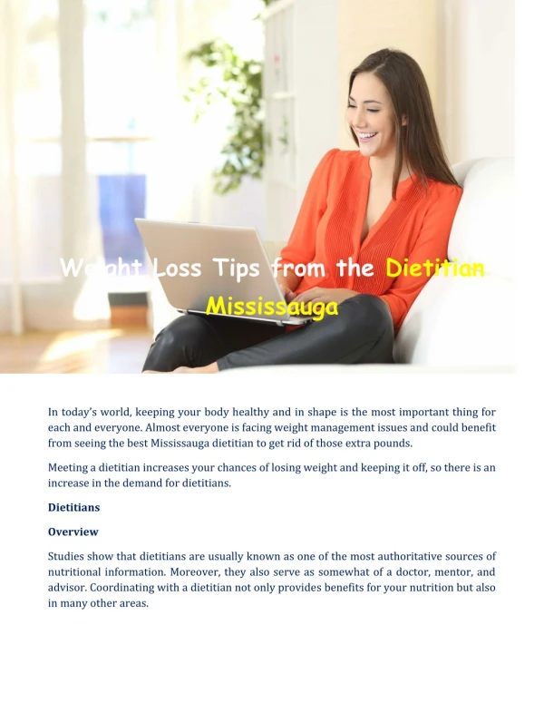 Weight Loss Tips from the Dietitian Mississauga