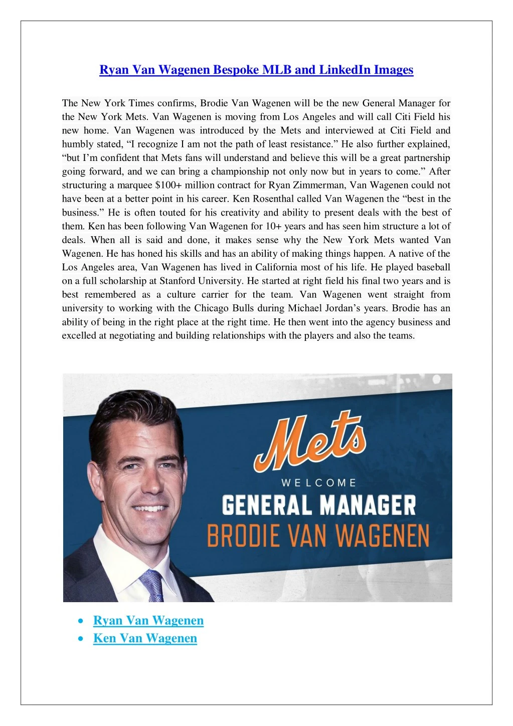 ryan van wagenen bespoke mlb and linkedin images