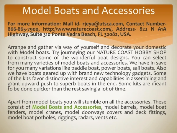 Model Boats and Accessories