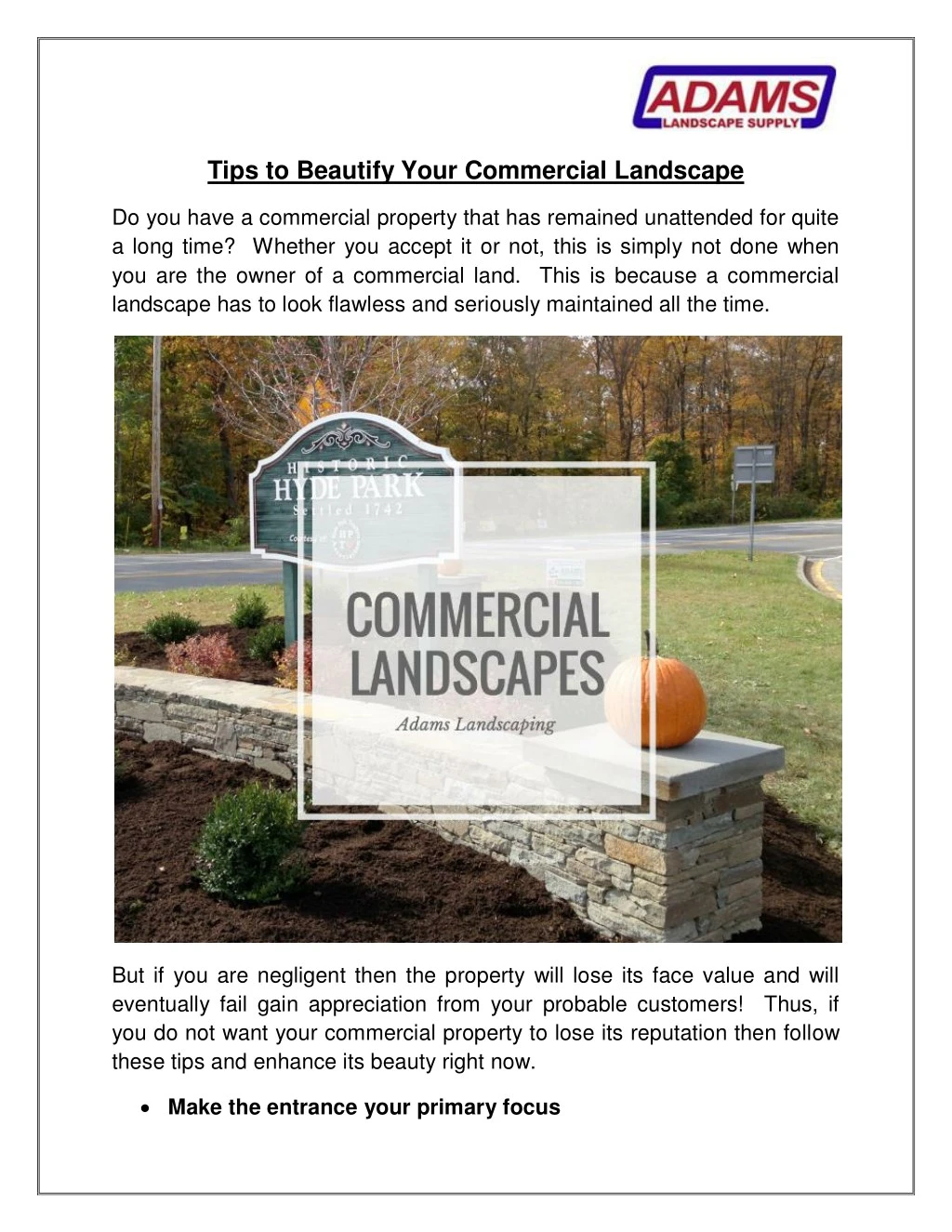 tips to beautify your commercial landscape