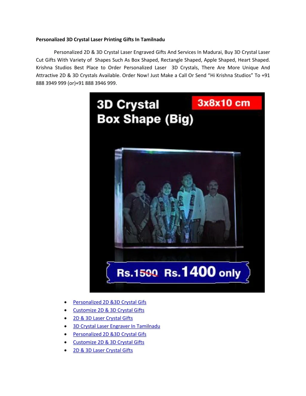 personalized 3d crystal laser printing gifts