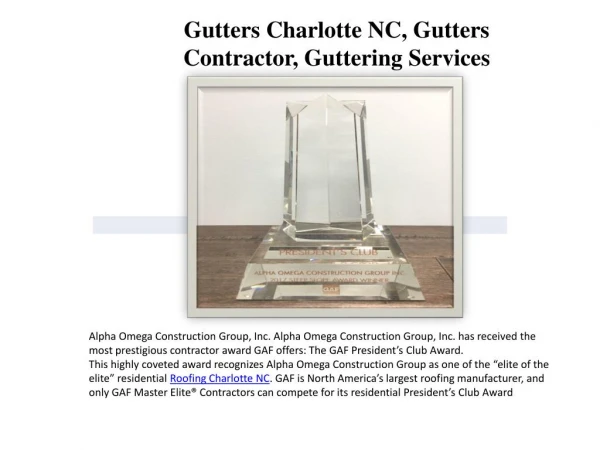 Gutters Charlotte NC, Gutters Contractor, Guttering Services