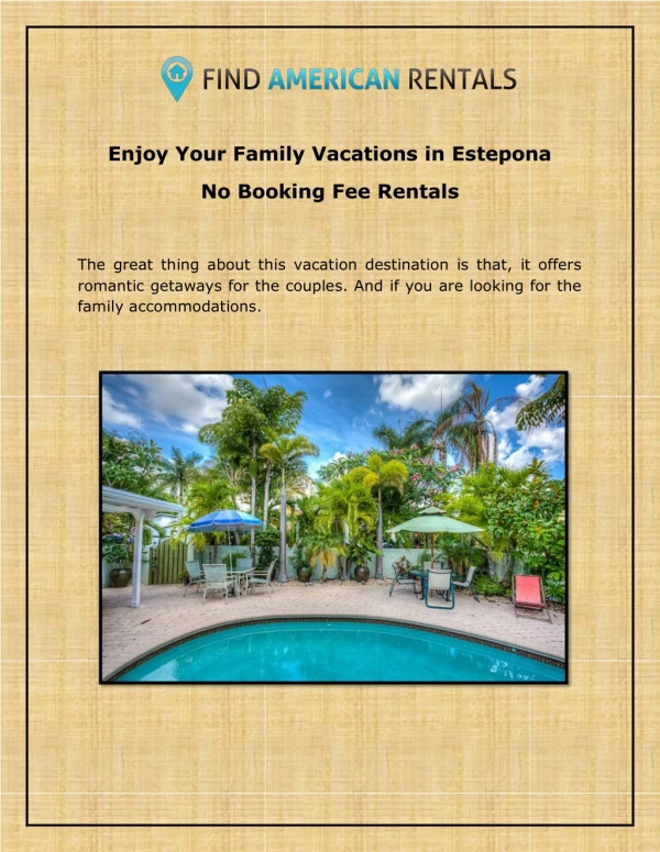 Enjoy Your Family Vacations in Estepona by Owner