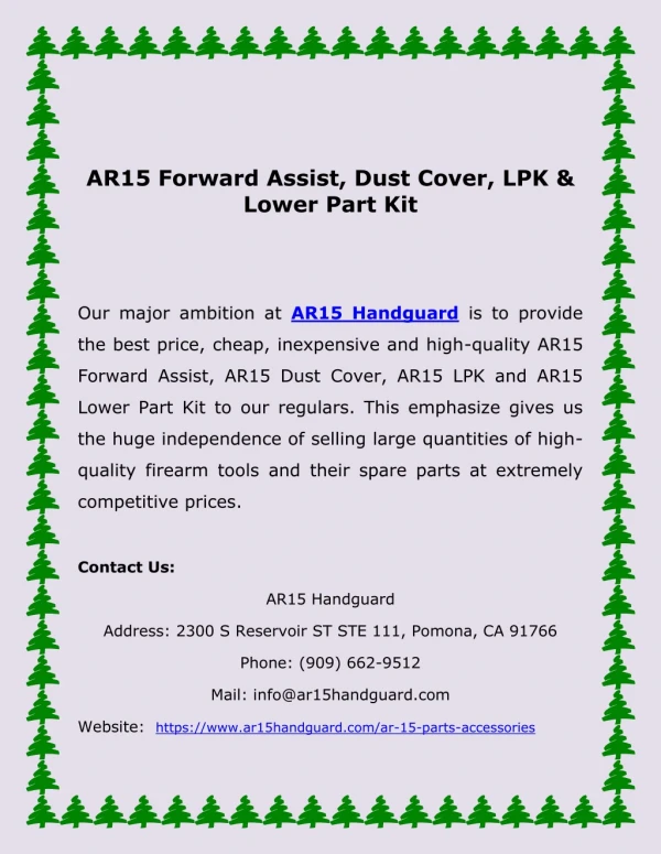 AR15 Forward Assist, Dust Cover, LPK & Lower Part Kit