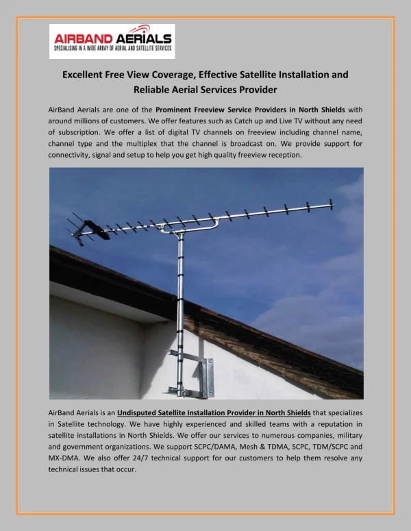 Excellent Free View Coverage, Effective Satellite Installation and Reliable Aerial Services Provider