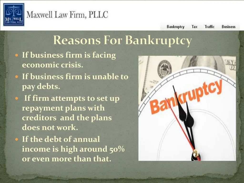 reasons for bankruptcy