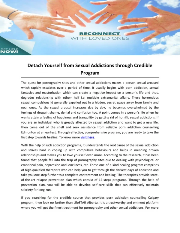 Detach Yourself from Sexual Addictions through Credible Program