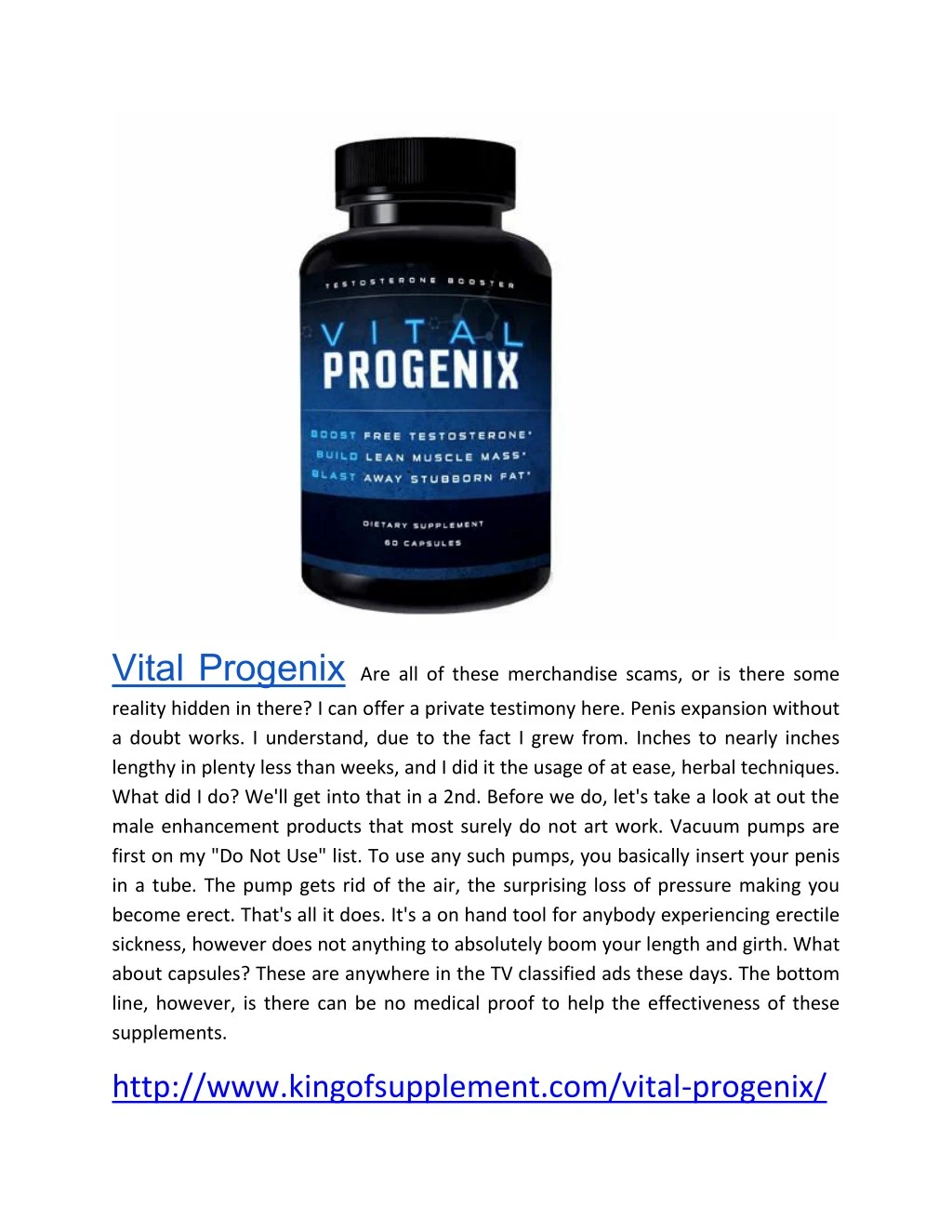 vital progenix are all of these merchandise scams