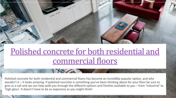 Polished concrete floors Gold Coast Cost