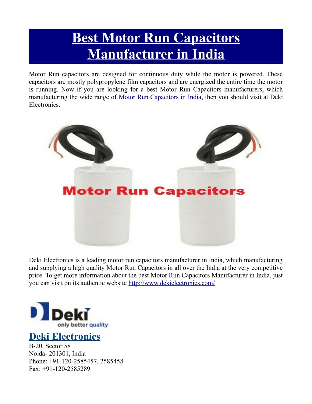 best motor run capacitors manufacturer in india