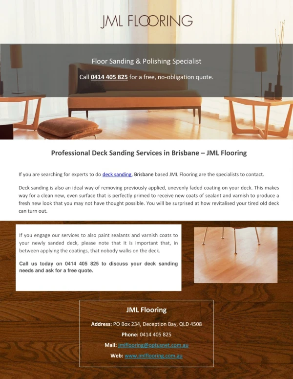 Professional Deck Sanding Services in Brisbane – JML Flooring