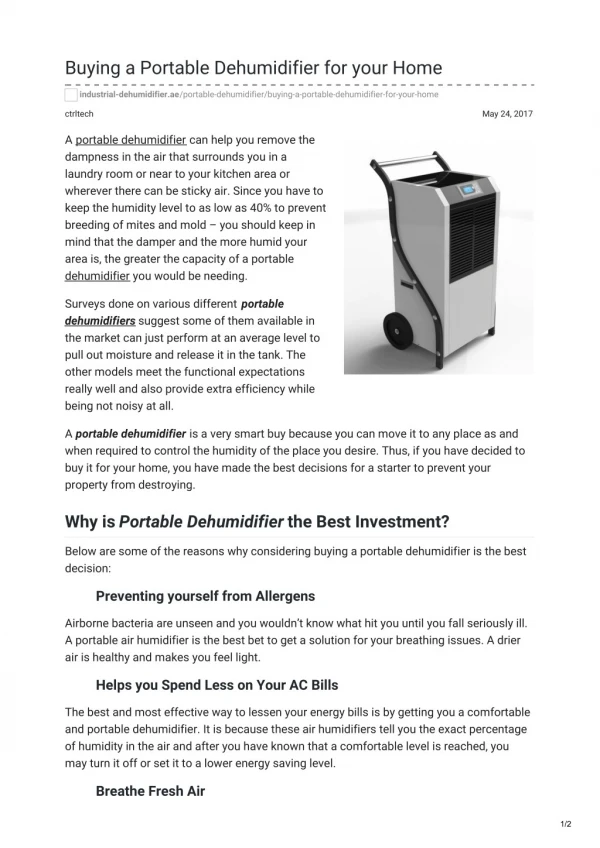 How to buy portable dehumidifier for home?