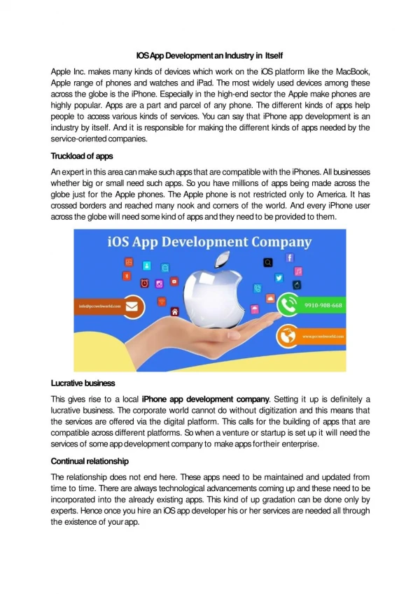 IOS App Development an Industry in Itself