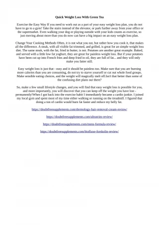 Quick Weight Loss With Green Tea - slide 1