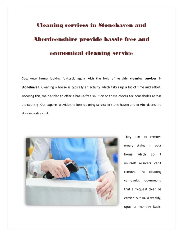 Cleaning services in stonehaven