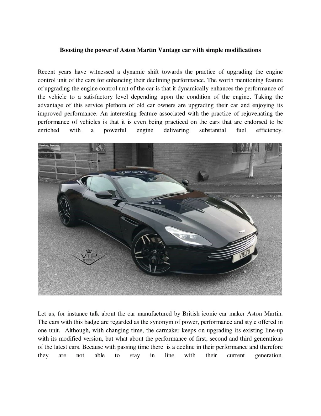 boosting the power of aston martin vantage