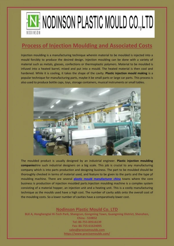 Process of Injection Moulding and Associated Costs