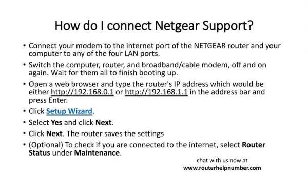 How do I connect Netgear Support?