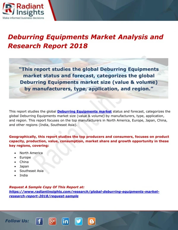 Deburring Equipments Market Analysis and Research Report 2018
