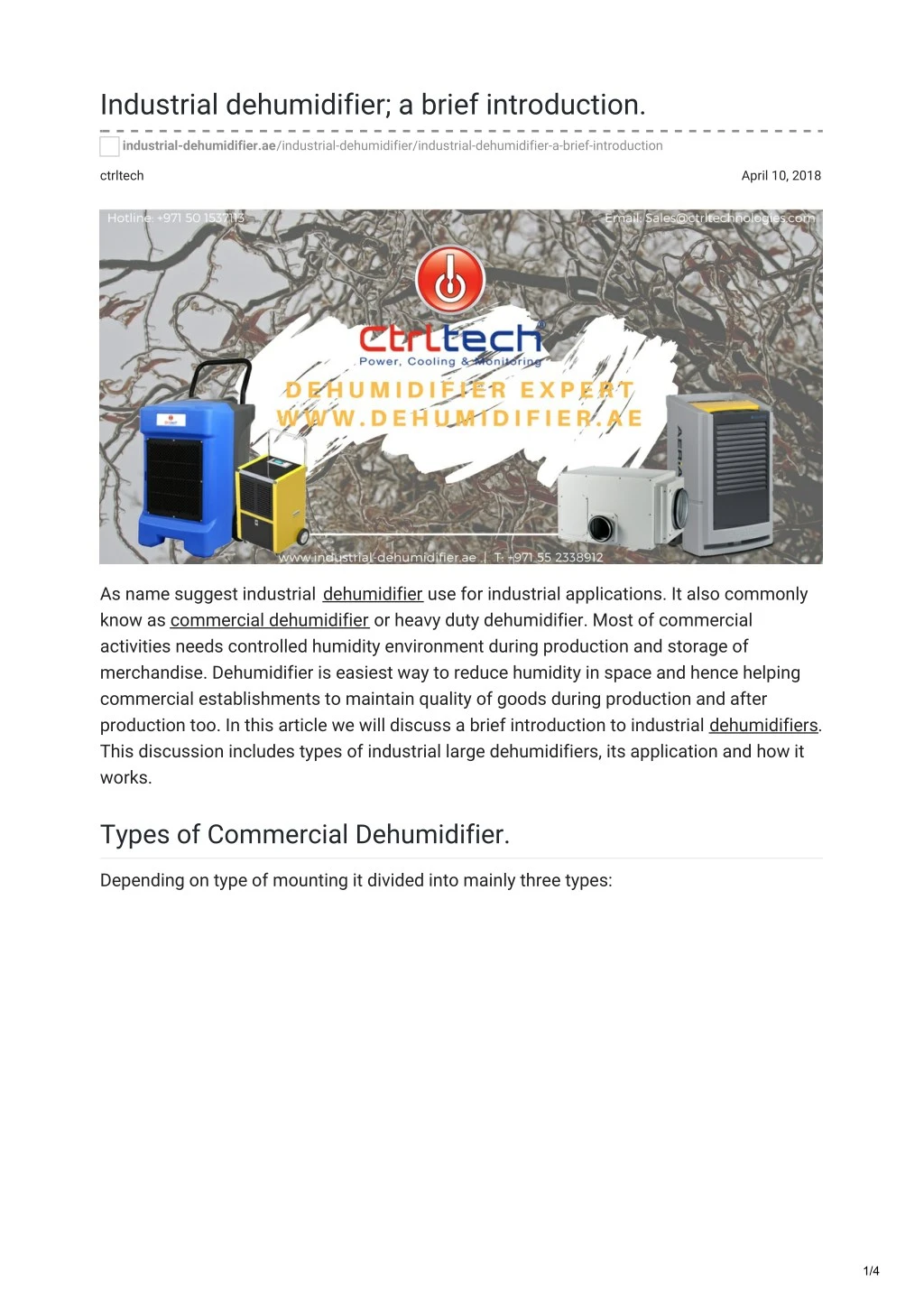 industrial dehumidifier a brief introduction