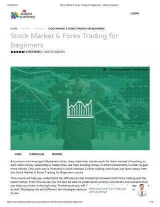 Stock Market & Forex Trading for Beginners - Adamsacademy - slide 1