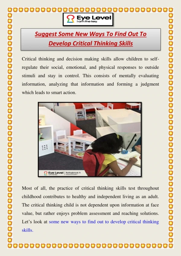 Suggest Some New Ways To Find Out To Develop Critical Thinking Skills
