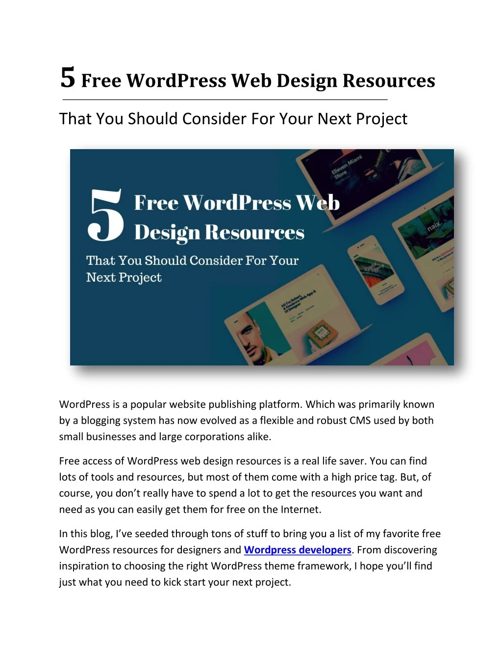 5 free wordpress web design resources