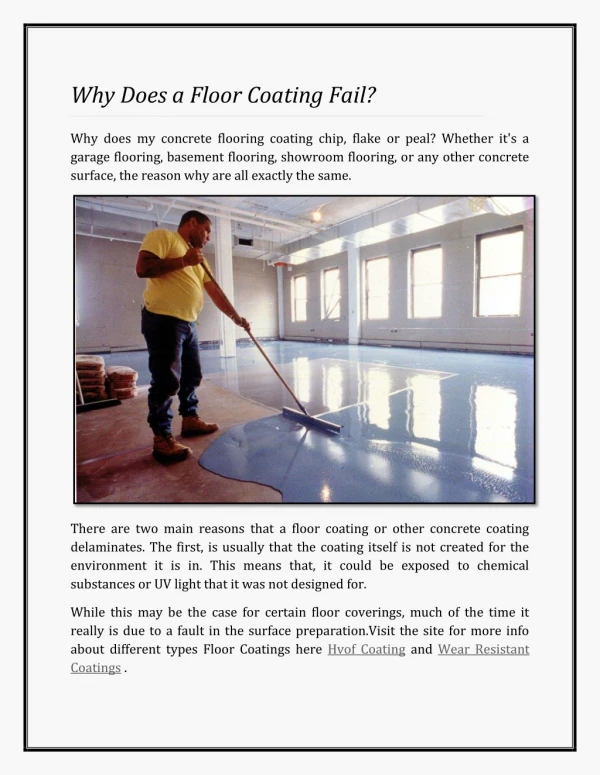 Why Does a Floor Coating Fail?