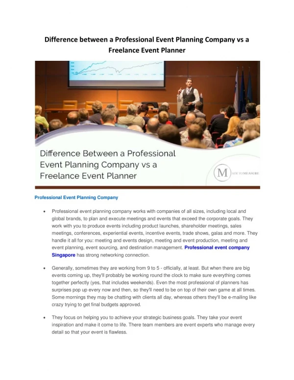Difference Between a Professional Event Planning Company vs a Freelance Event Planner